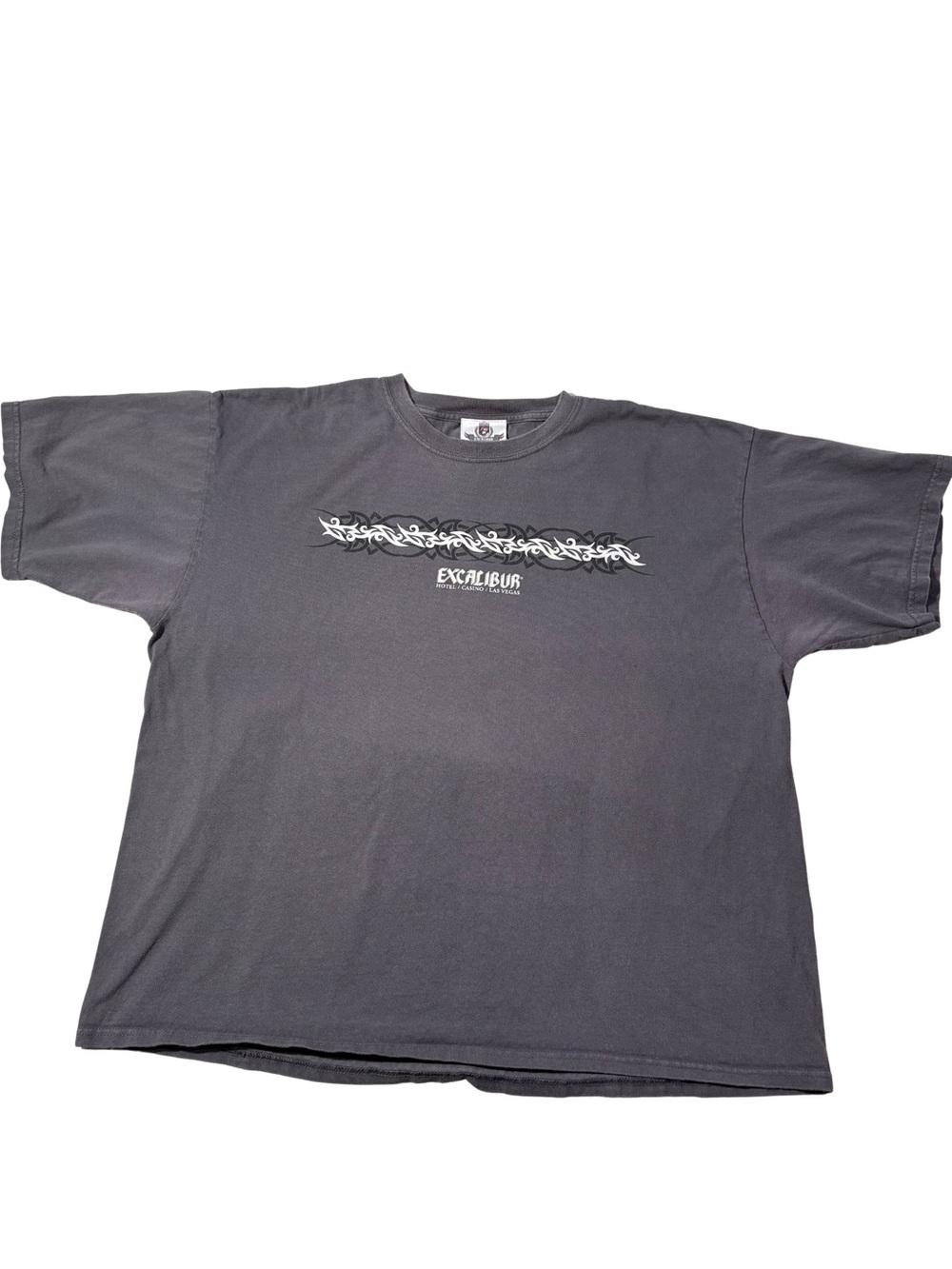 Y2K Excalibur Originals Men's Gray Cotton Graphic Logo Crew Neck T-Shirt 2XL